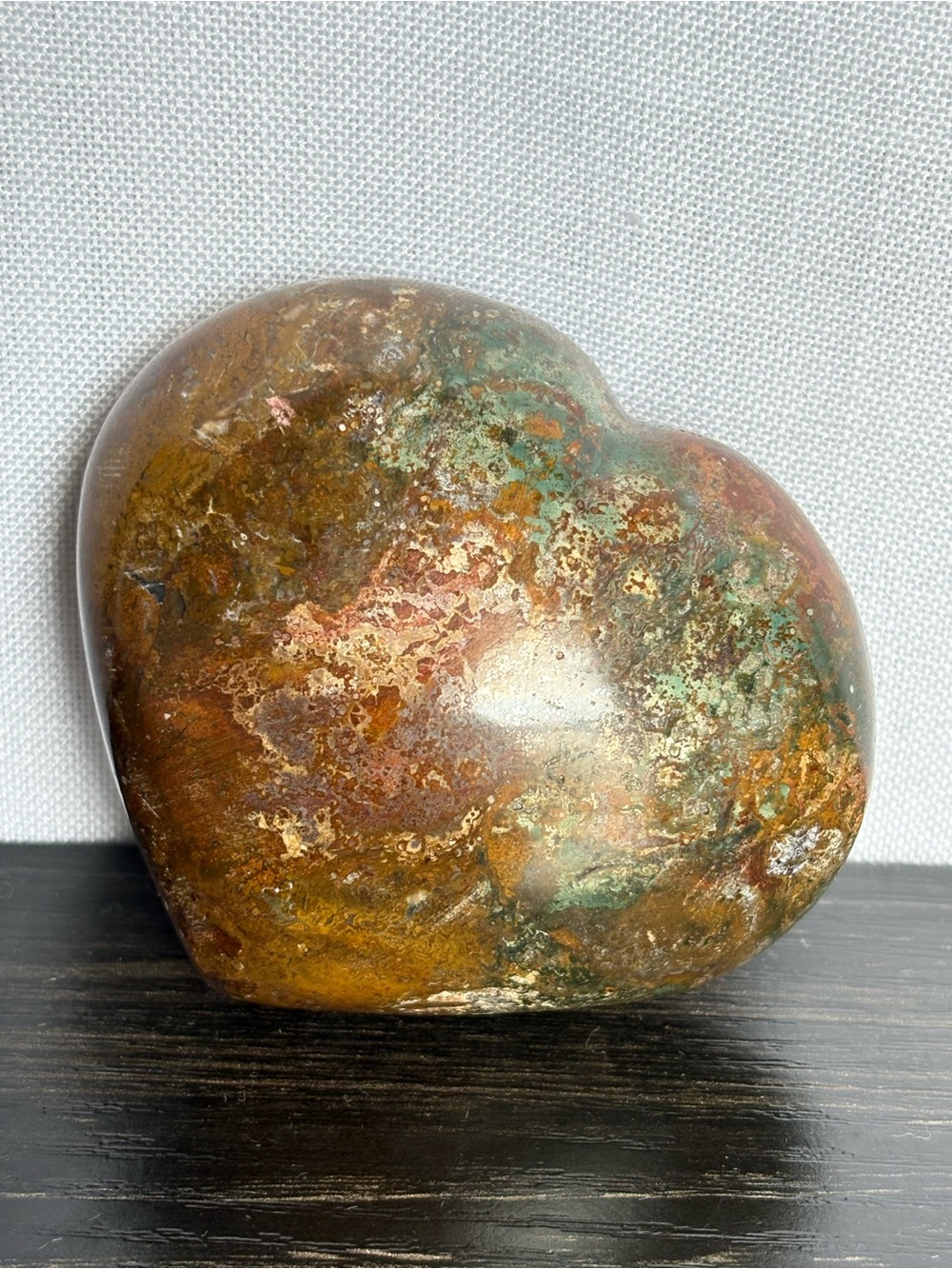 Natural Rainbow Polychrome Jasper Crystal Carving Puffy Heart Home Decor Stone - Picture 2 of 8